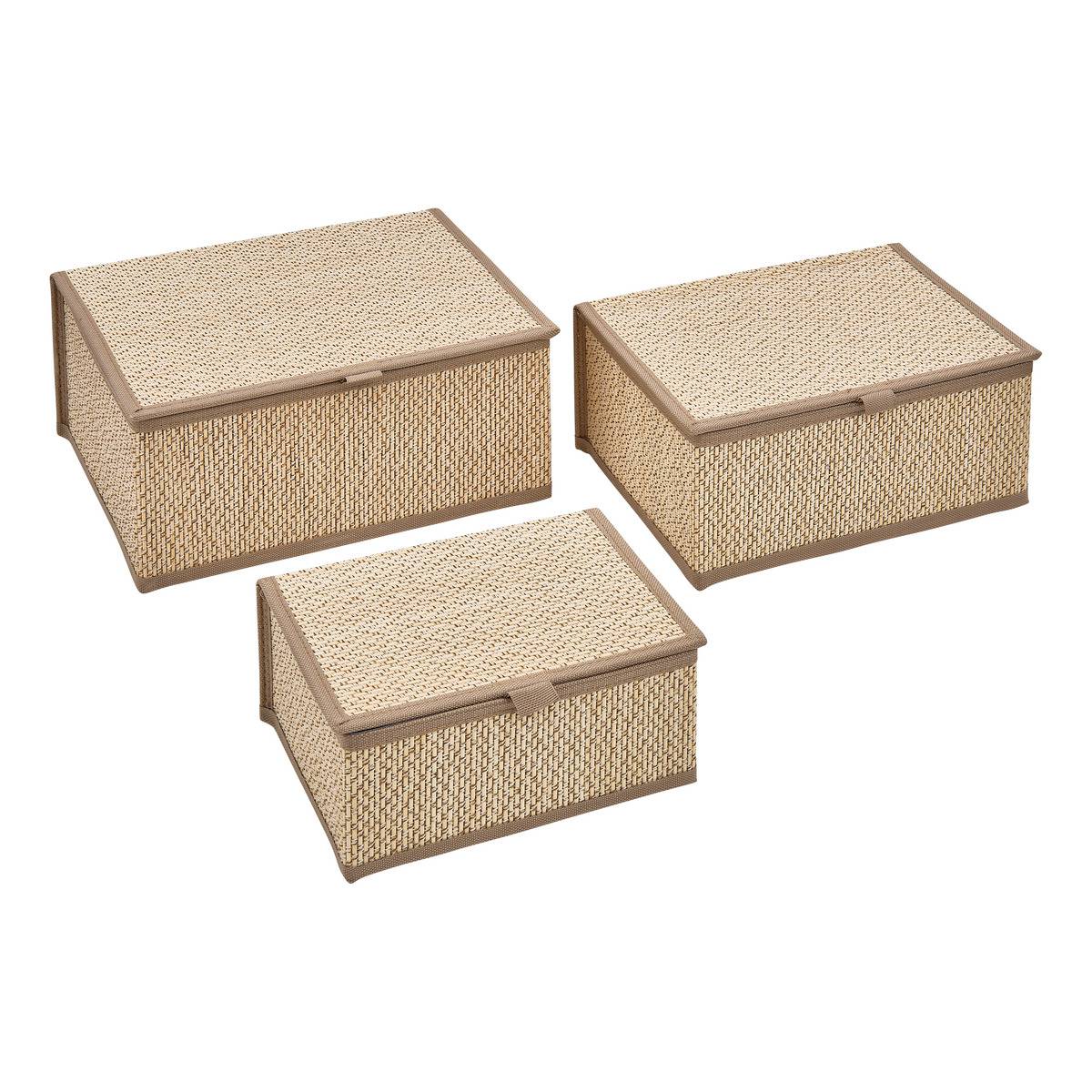 Lot de 3 paniers L25/30/33,5cm STEMY blanc, 5FIVE SIMPLY SMART