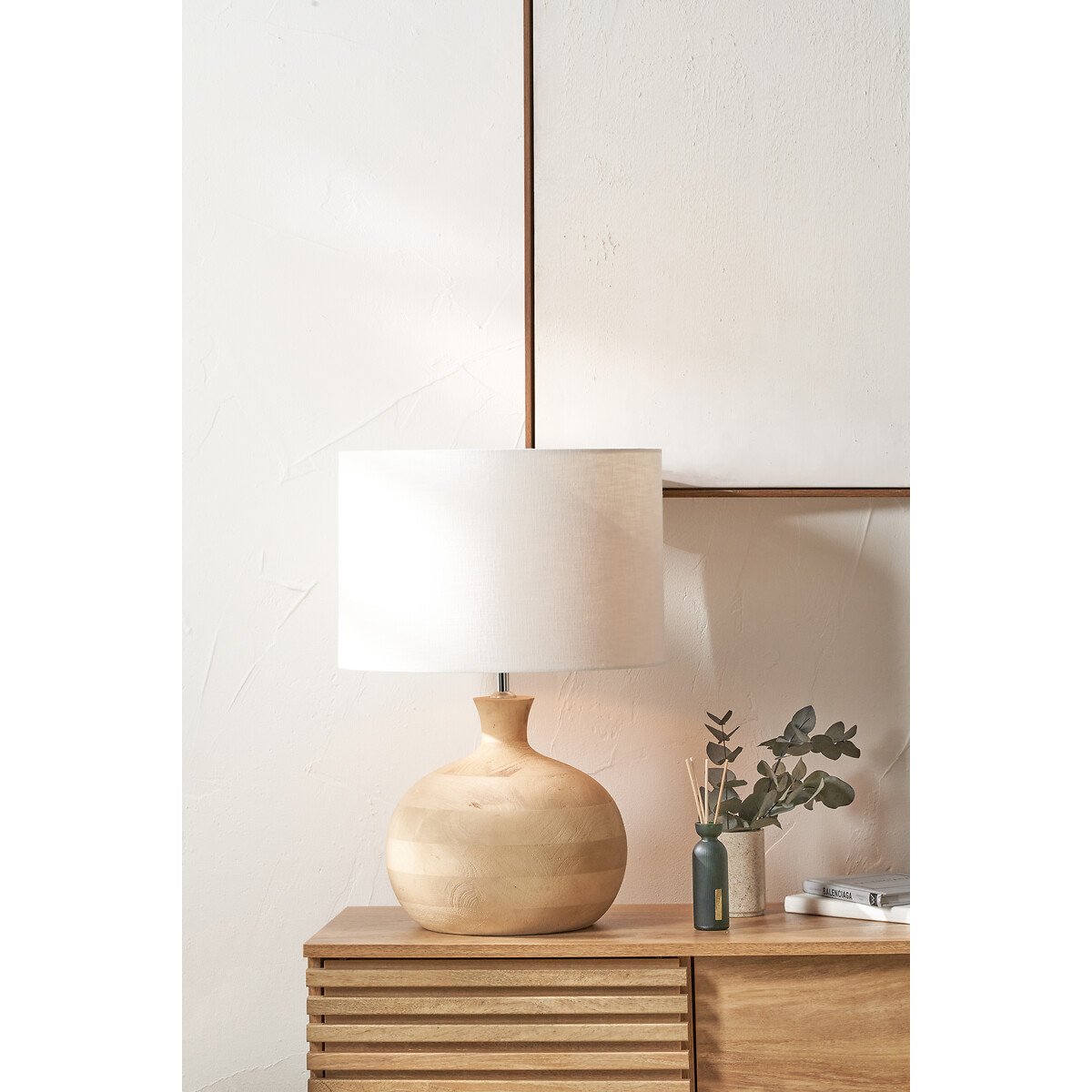 Kenton Mango Wood Round Table Lamp Base in Natural natural, ÉDITÉ