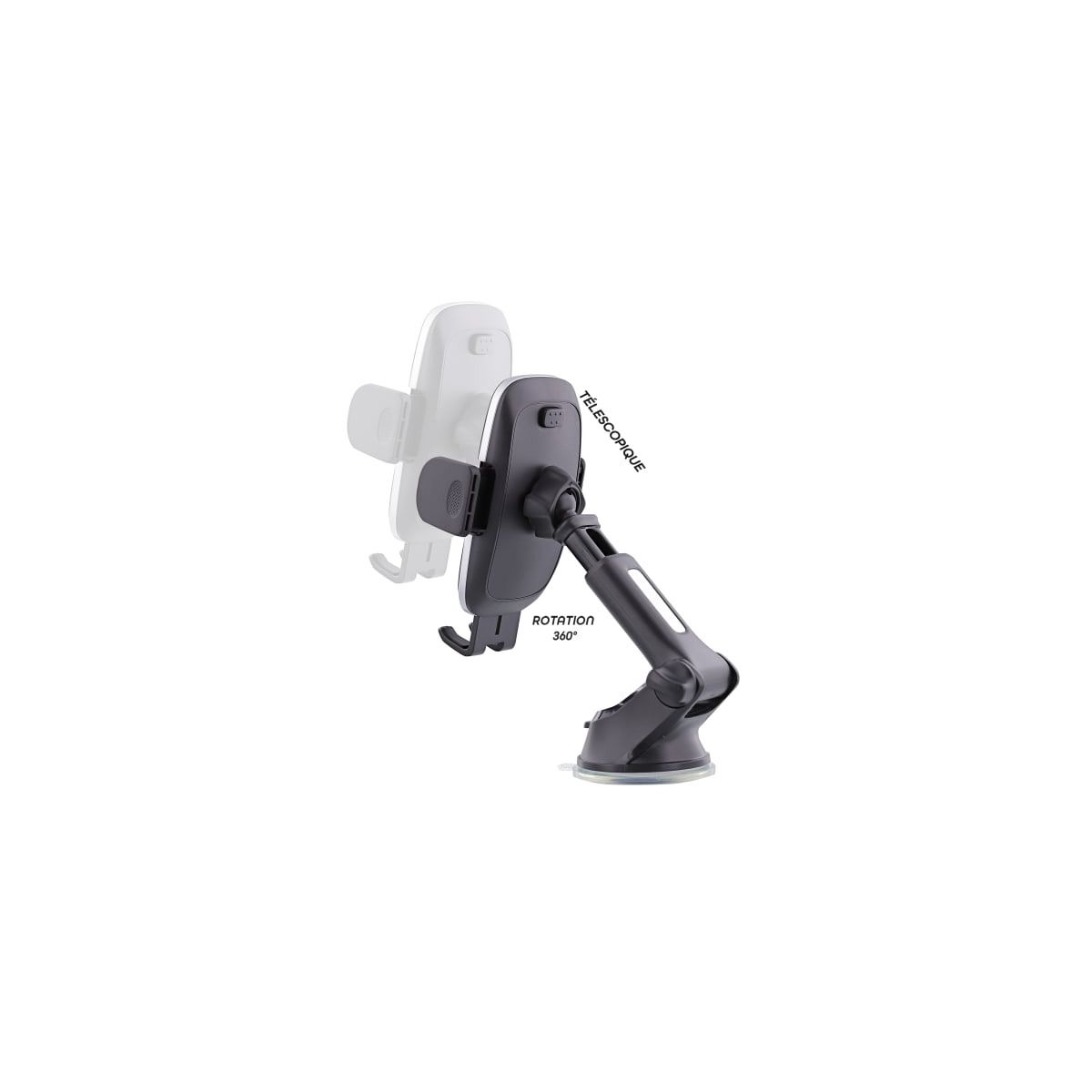 Support smartphone Téléscopique premium 3 en 1 noir couleur unique, TNB