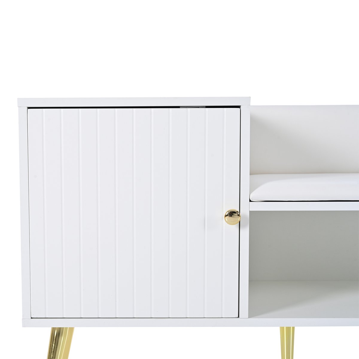 Meuble à chaussures banc d'entrée avec rangement avec assise, NESTERC blanc, MEUBLES COSY
