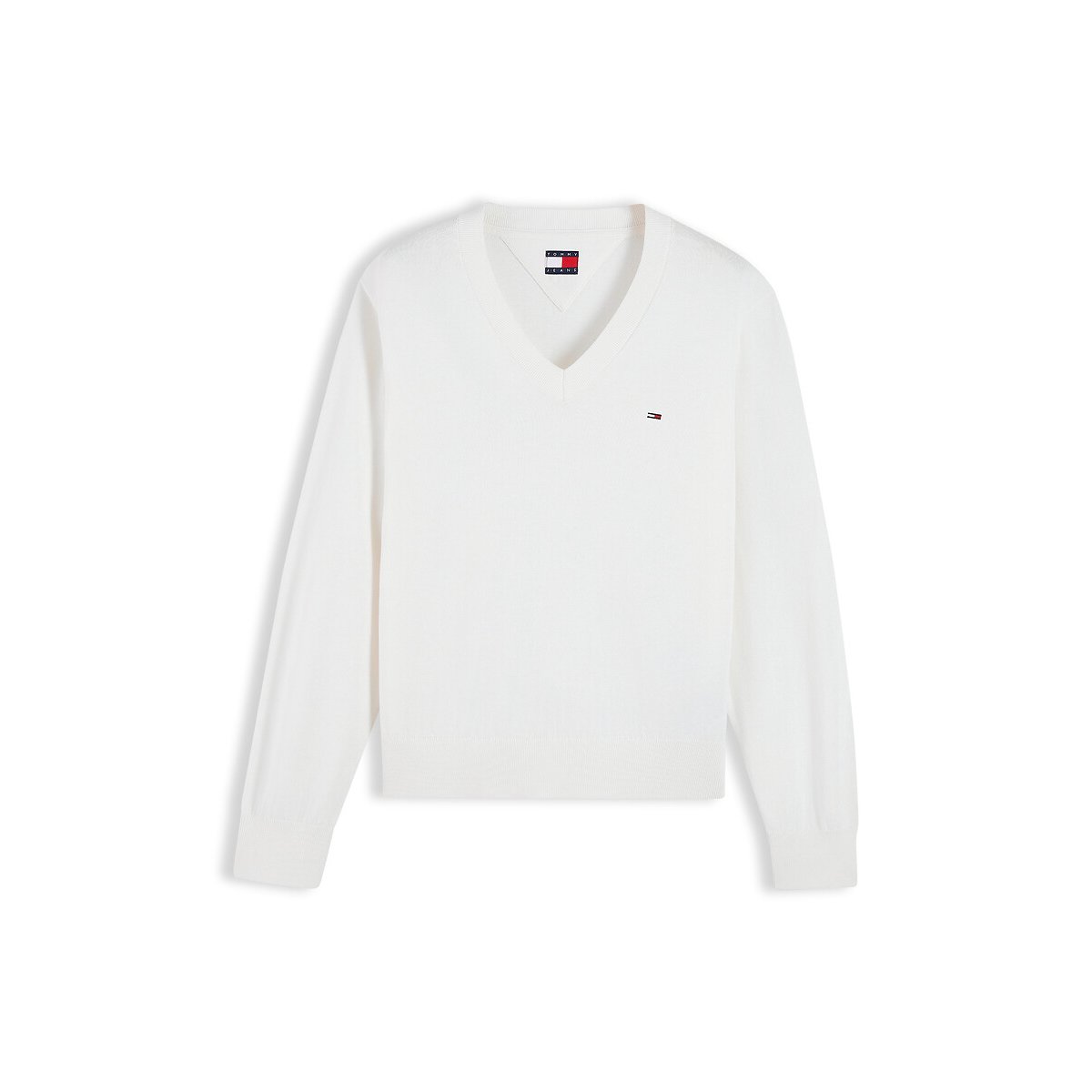 Pull col V manches longues ecru, TOMMY JEANS