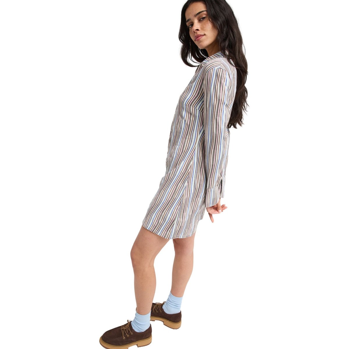 Robe chemise REMEMBER THE TIME. marron chestnut retro stripe, ROXY