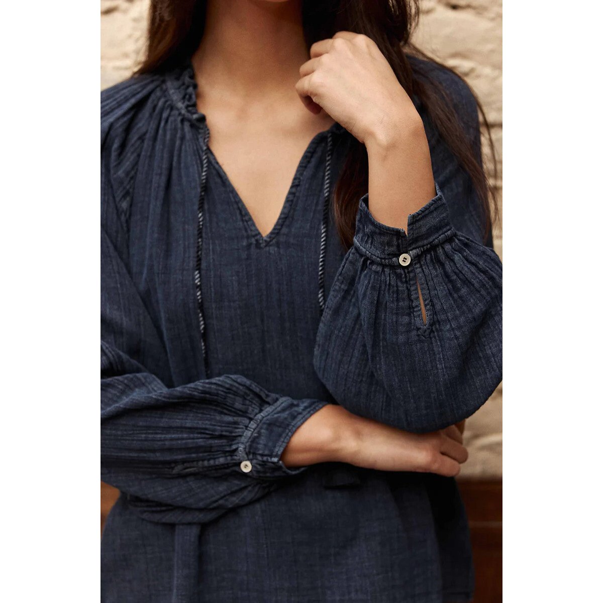 Wijde blouse van tetra, BRISKA marine , LA PETITE ETOILE