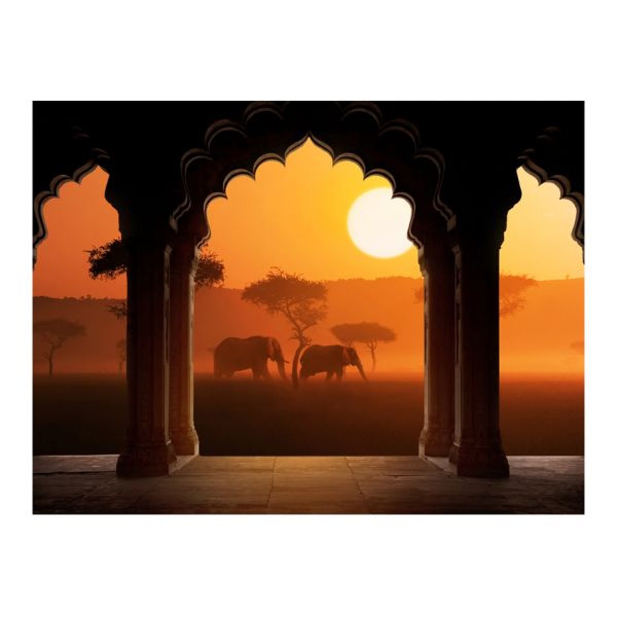 Papier peint intissé panoramique Paysage Hear Africa orange / cuivré, EDEN