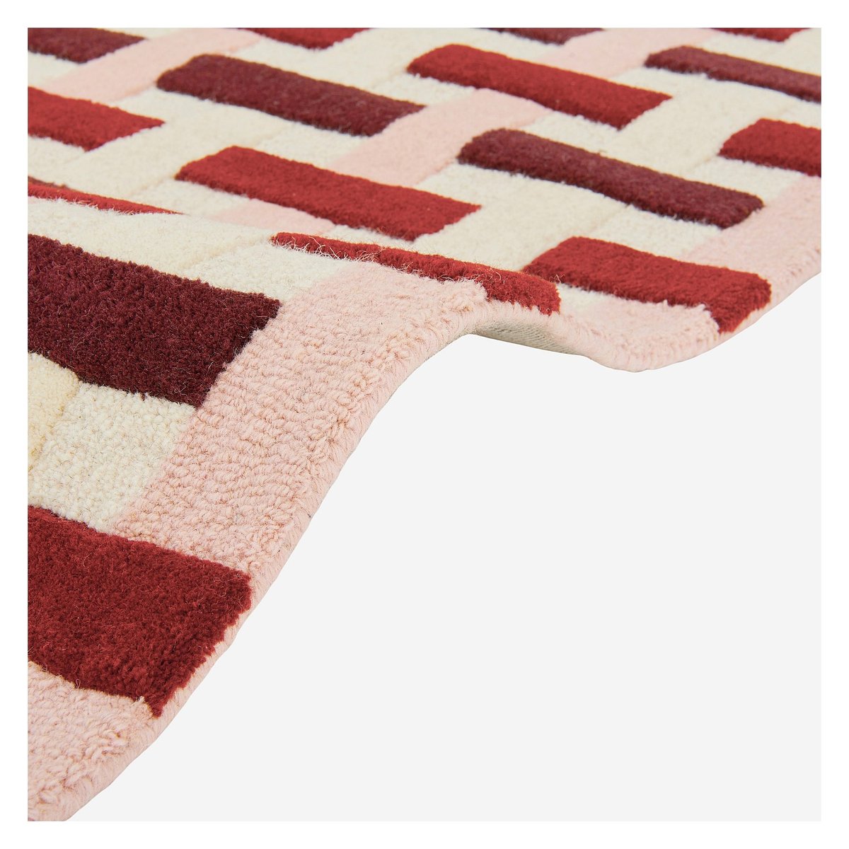 Tapis tufté en laine BERTIN bordeaux, rose poudré, multicolore, HABITAT
