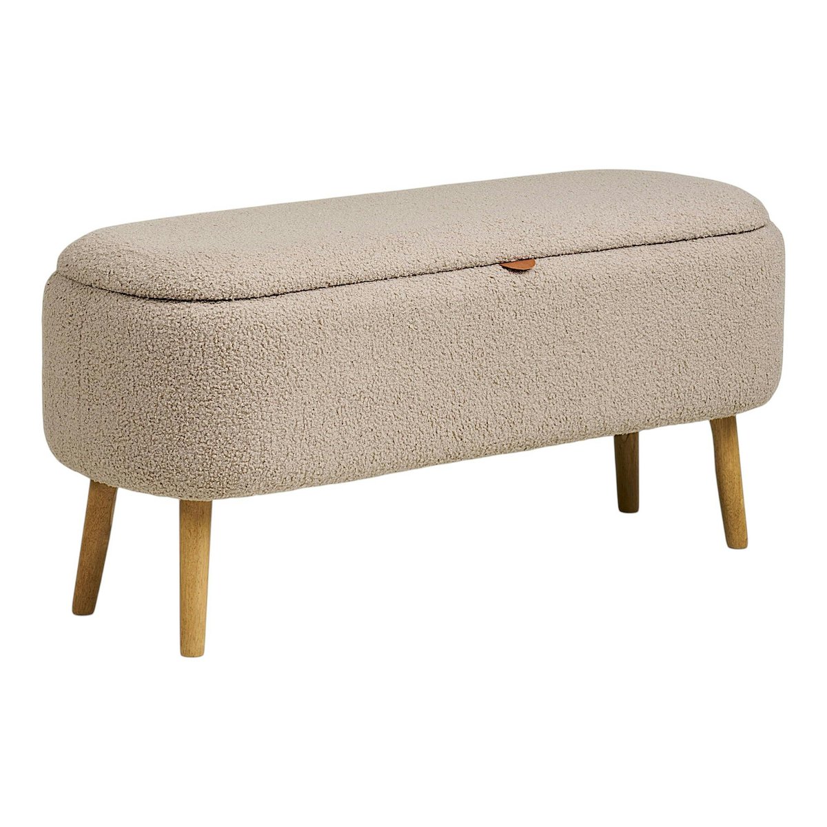 Banc coffre d'entrée en bouclette beige BERLIN beige, PIER IMPORT