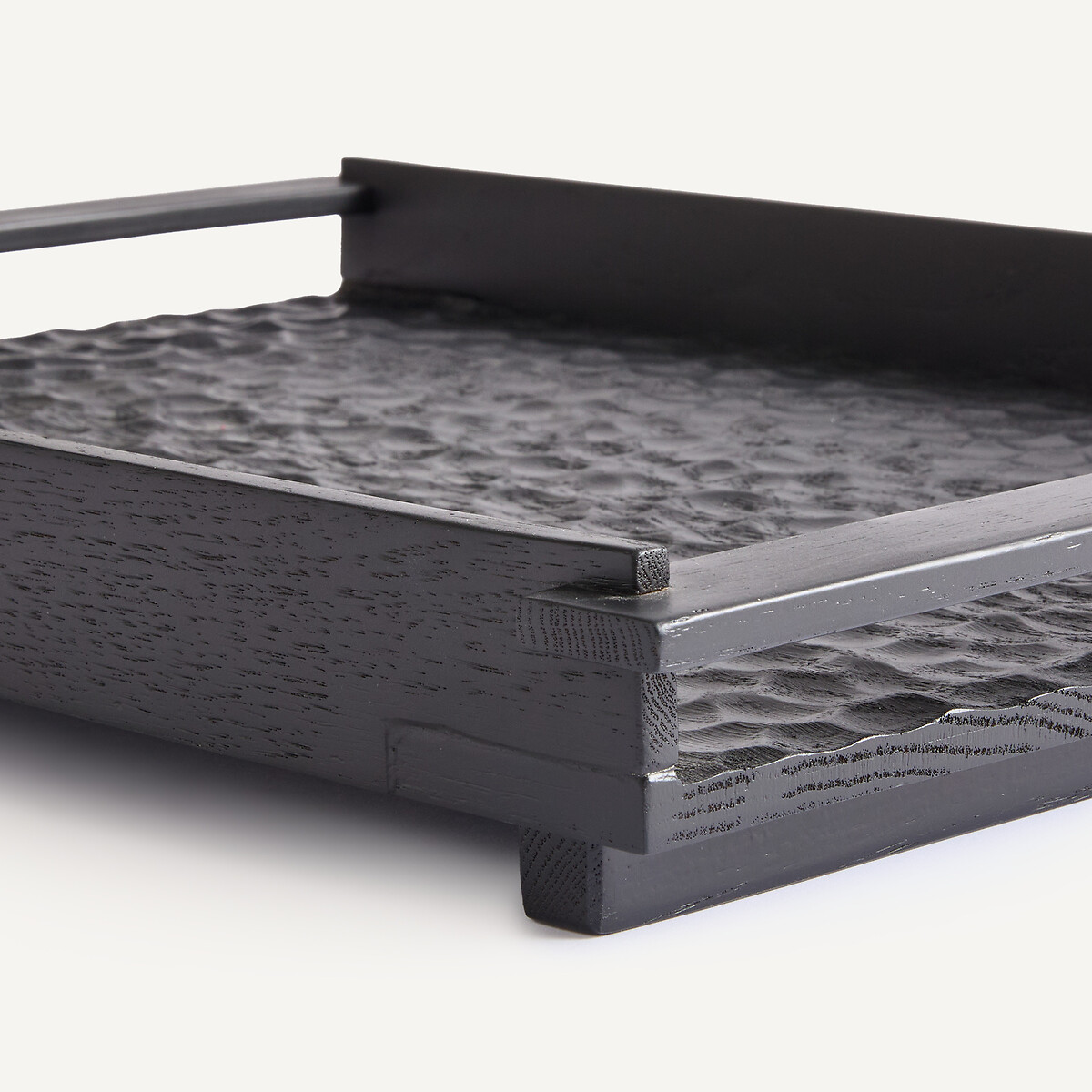 Plateau rectangulaire en chêne massif gougé, profondeur 37 cm, AZAEL noir, AM.PM