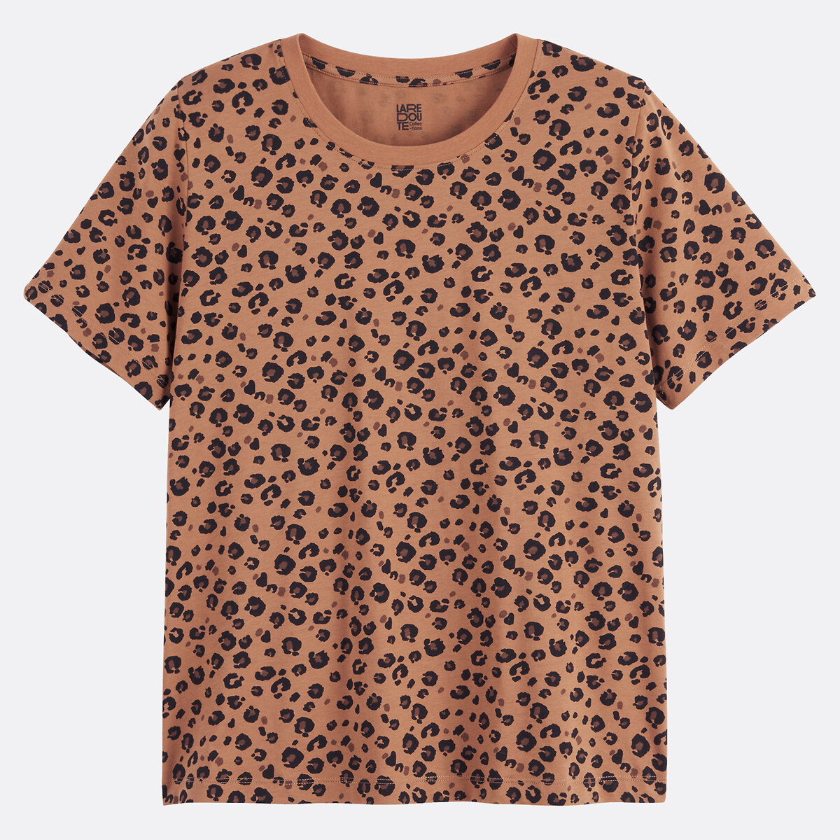 Short Sleeve Crew Neck T-Shirt in Leopard Print leopard print, LA REDOUTE COLLECTIONS