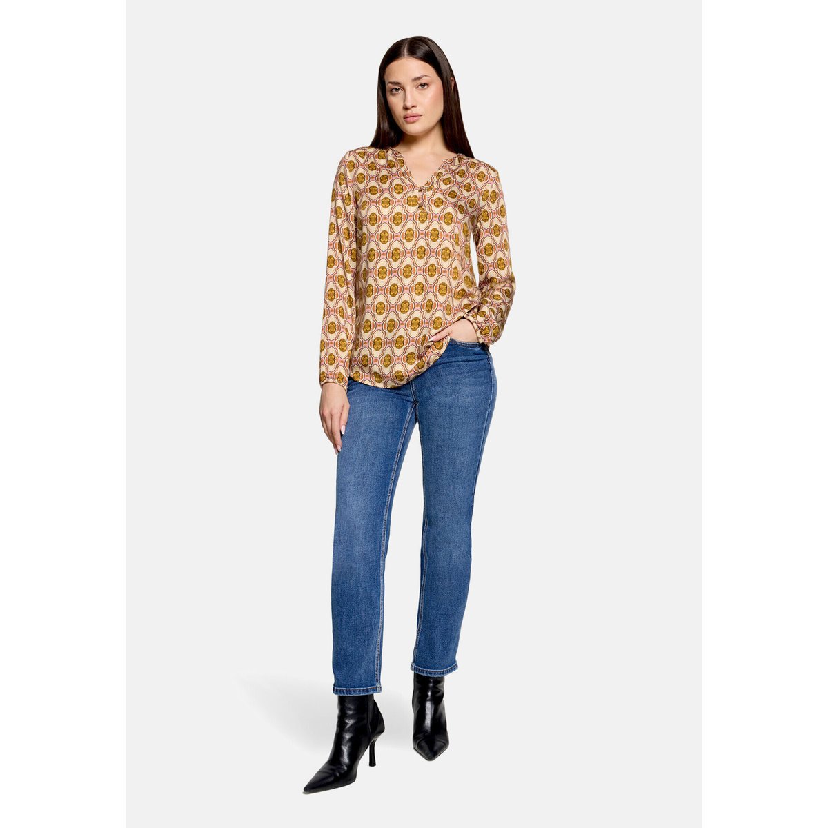 Blouse casual à boutons brown/rosé, CARTOON