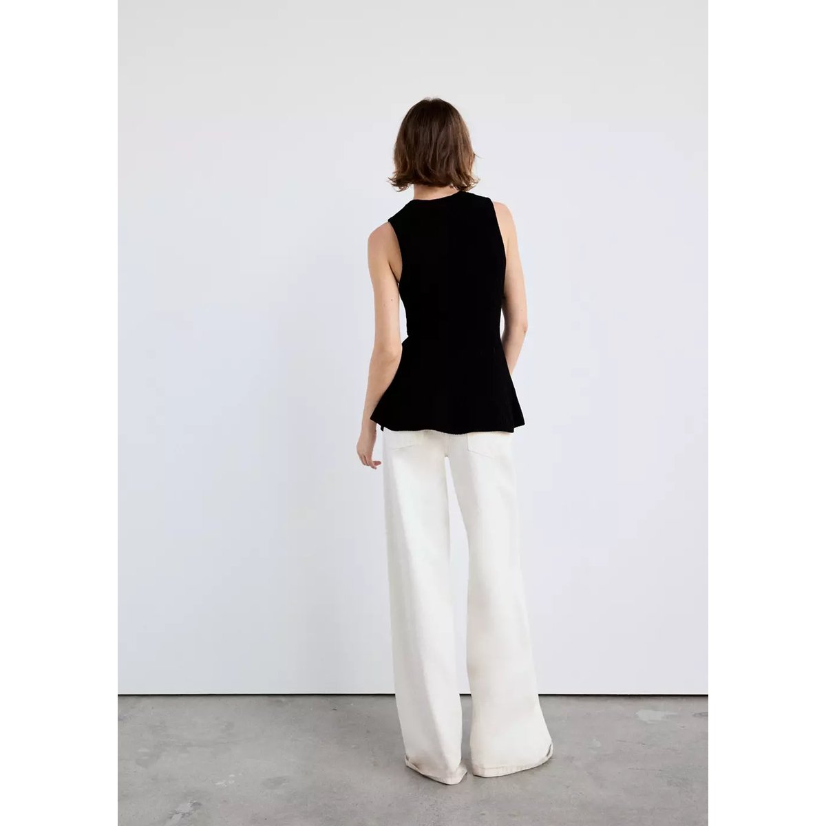 Top maille tressée noir, MANGO