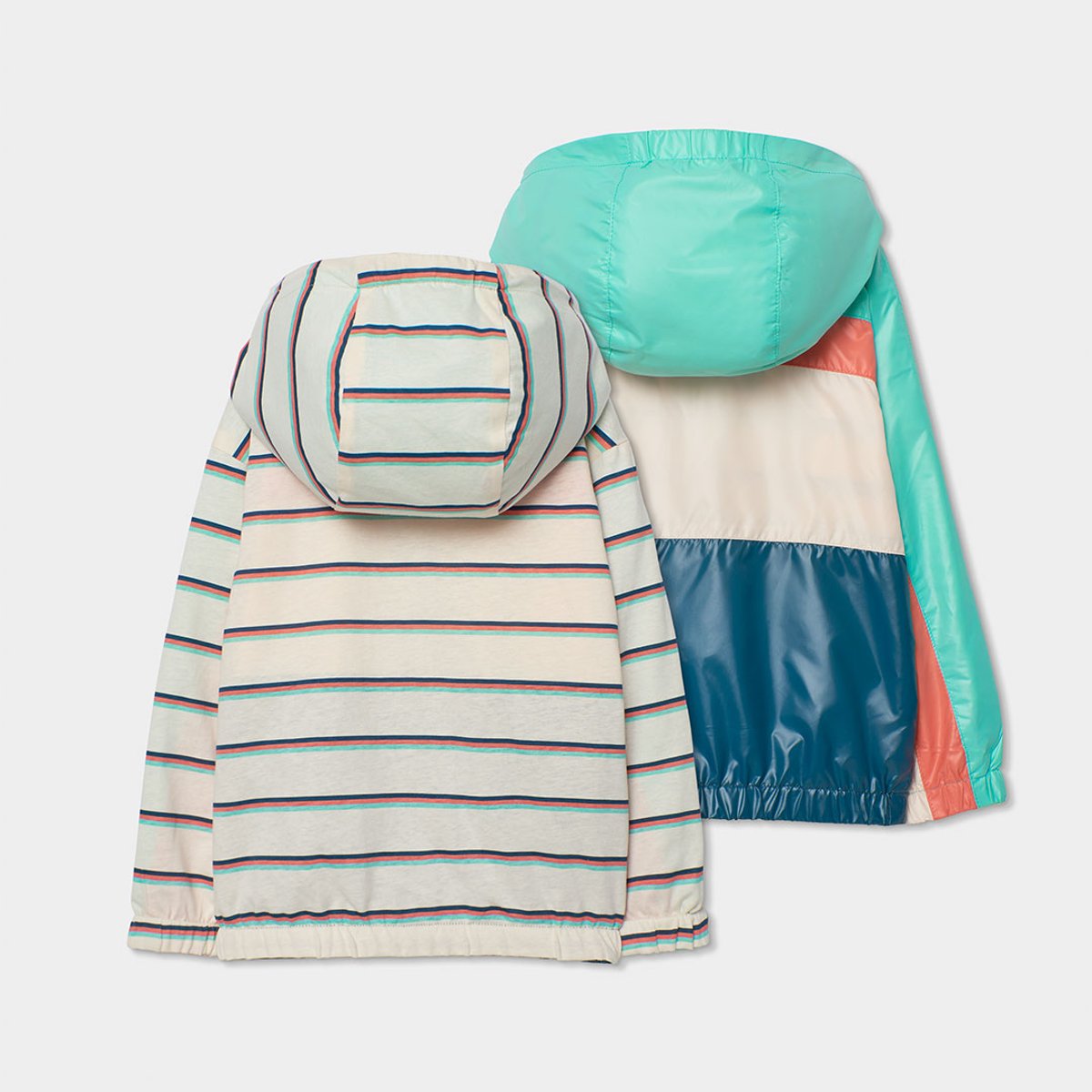 Parka réversible enfant tissu technique block vert, BOBOLI
