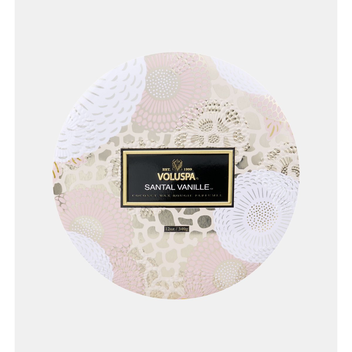 Bougie parfumée santal vanille 340 g beige, VOLUSPA