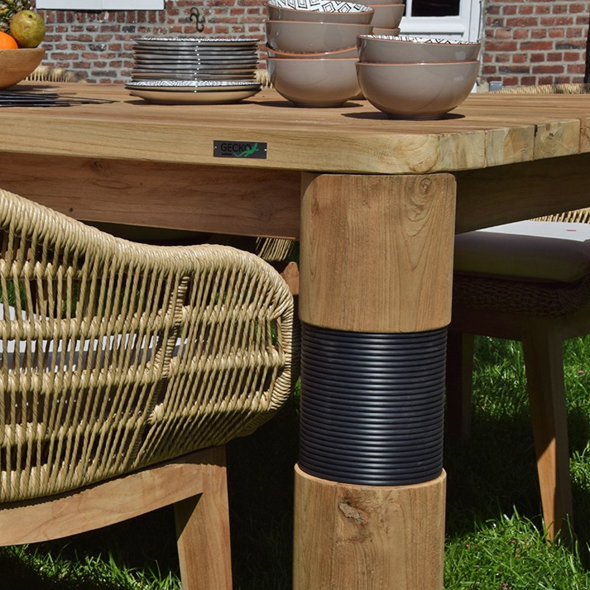 Table en teck recyclé 240 cm - GALACTUS naturel, GECKO JARDIN