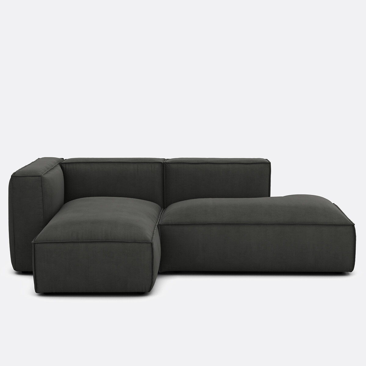 Canapé modulable d'angle gauche, en velours côtelé fines côtes, SEVEN gris, LA REDOUTE INTERIEURS