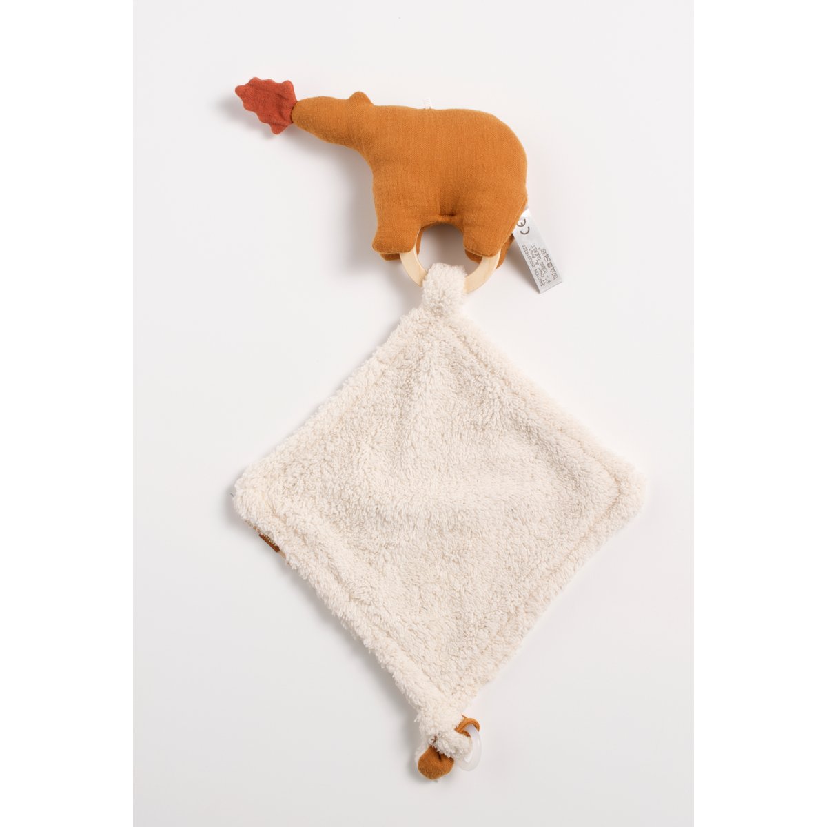 Doudou mouchoir ours en gaze de coton et bouclette marron, SAUTHON