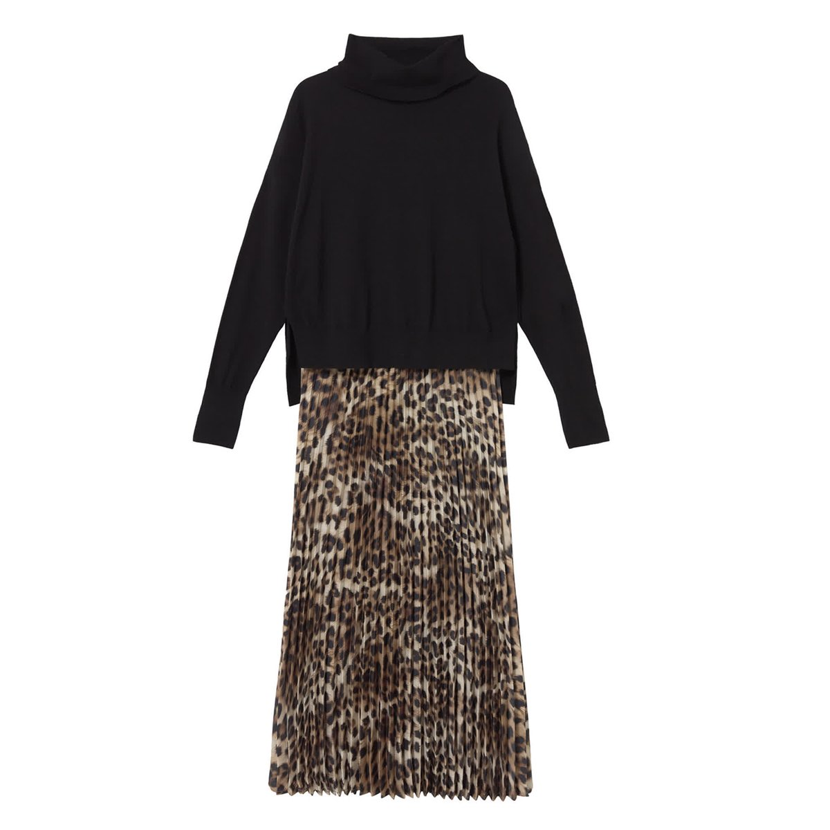 Robe combinée jupe plissée motif léopard léopard, LOLA CASADEMUNT