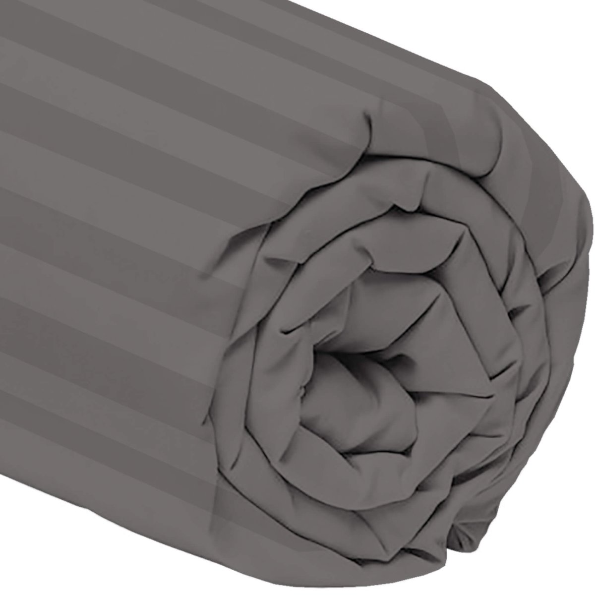 Drap housse SATIN gris, TERRE DE NUIT