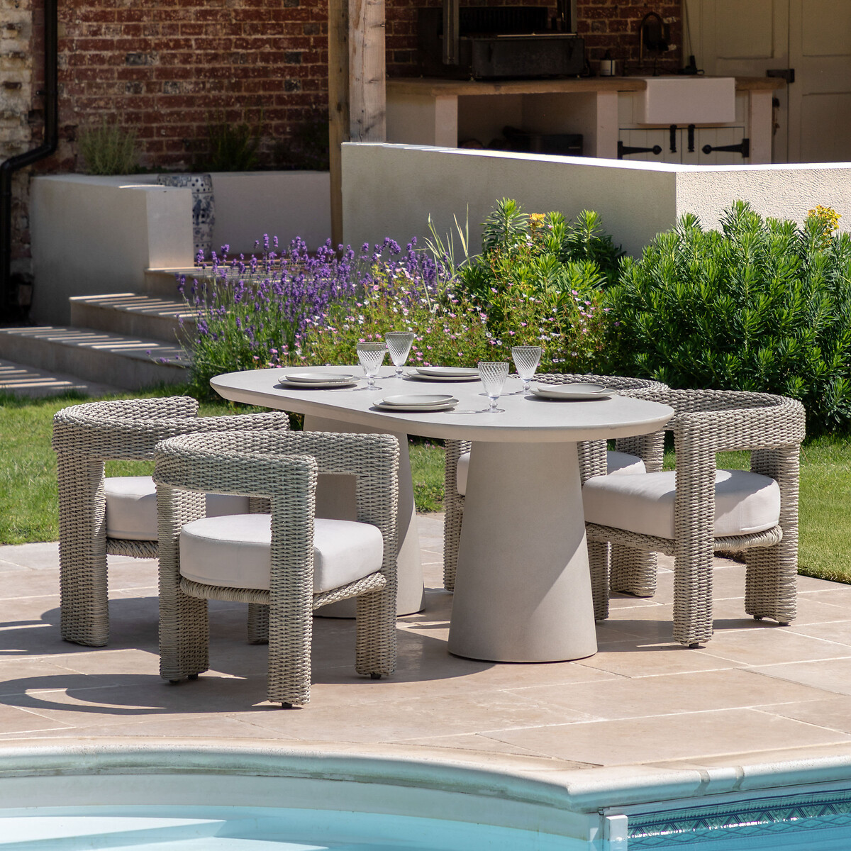Pellan Oval Concrete Dining Table (Seats 6) cement, SO'HOME