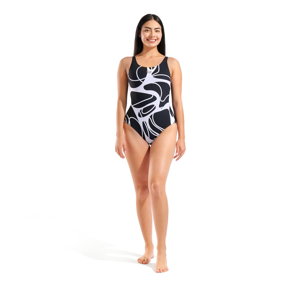 Maillot de natation 1 pièce ALINA WING BACK SENSITIVE noir/blanc, ARENA
