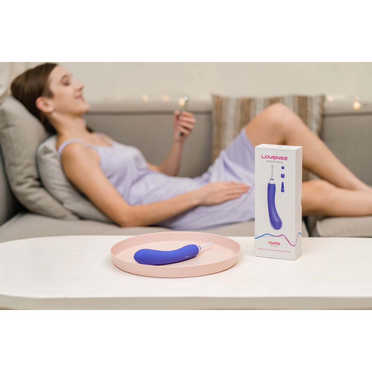 Vibromasseur clitoridien et pour point G avec deux extrémit HYPHY violet, LOVENSE