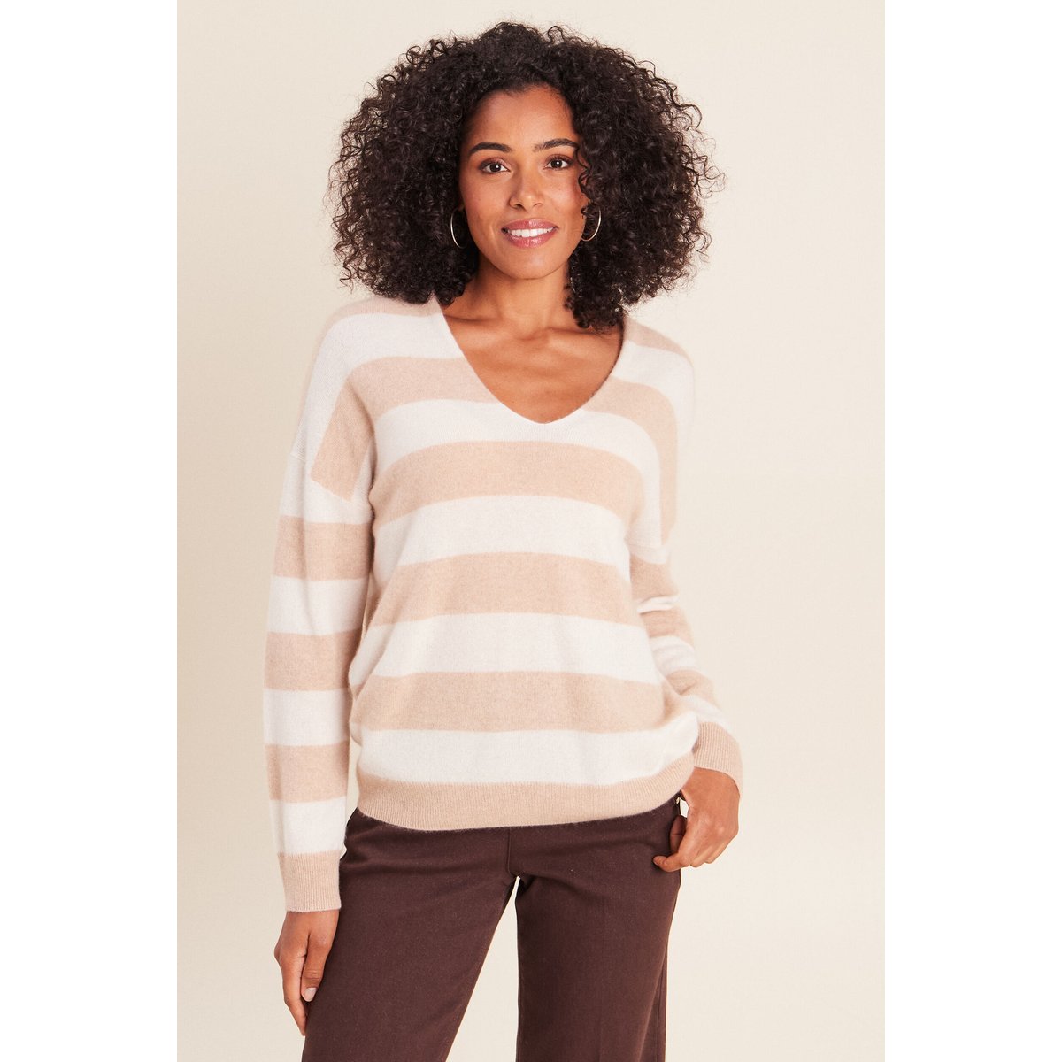 Pull col v beige, BREAL