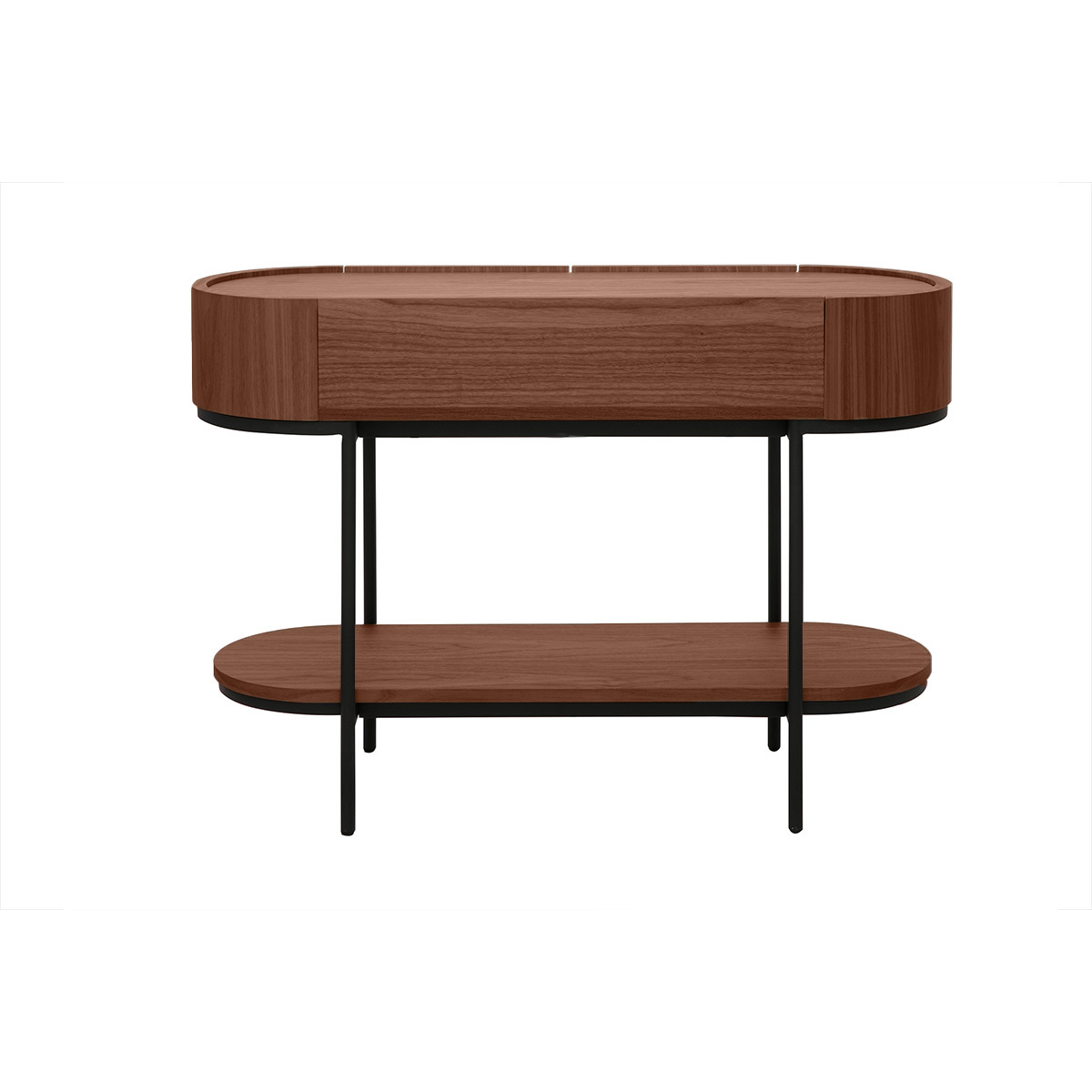 Console design avec tiroirs en bois foncé noyer et métal noir L110 cm SKYE noyer, MILIBOO