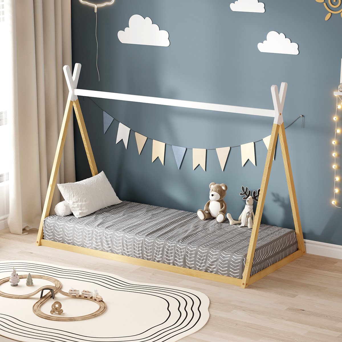 Lit tipi INDY blanc et bois, BELLECOUR