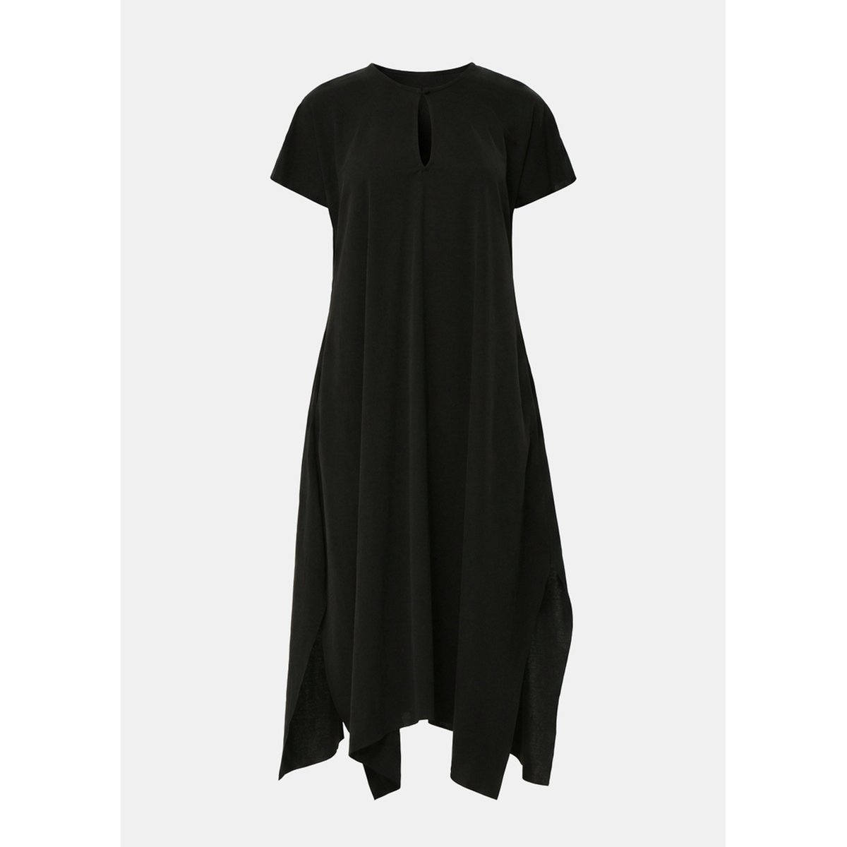 Robe longue fluide en jersey noir, HUMILITY