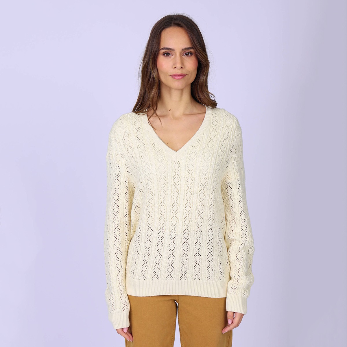 Pull ajouré ecru, MISE AU GREEN