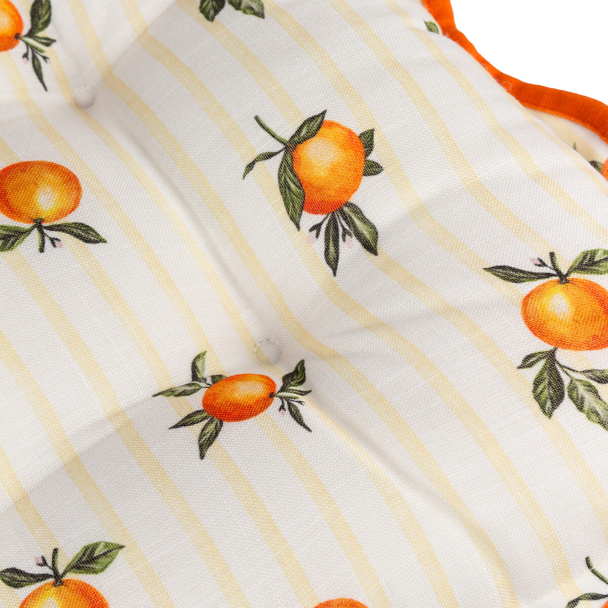 Set of 2 Orange Gingham Check Print Indoor/Outdoor Seat Pads yellow, FURN.