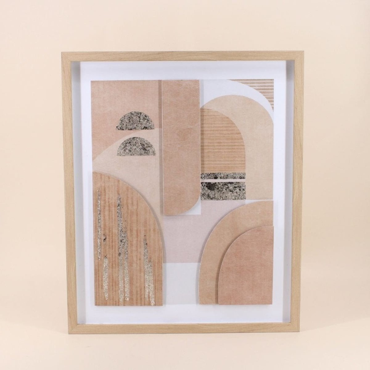 Cadre formes géométriques effet 3D 60x50cm beige, ORNAMI