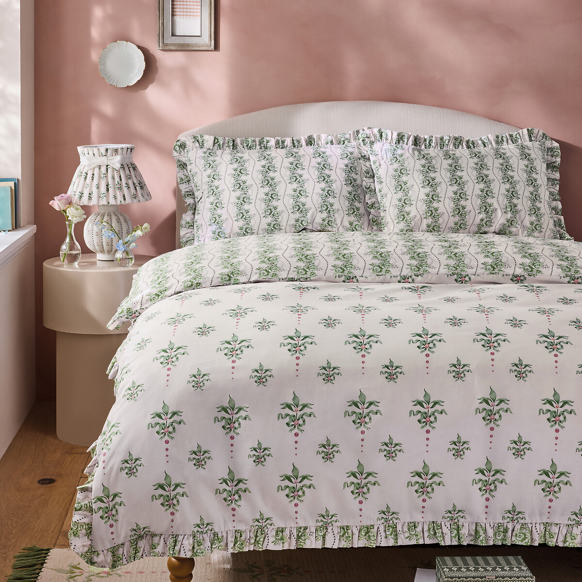 Cath Crest Floral Reversible Cotton Duvet Cover and Pillowcase Set green, CATH KIDSTON