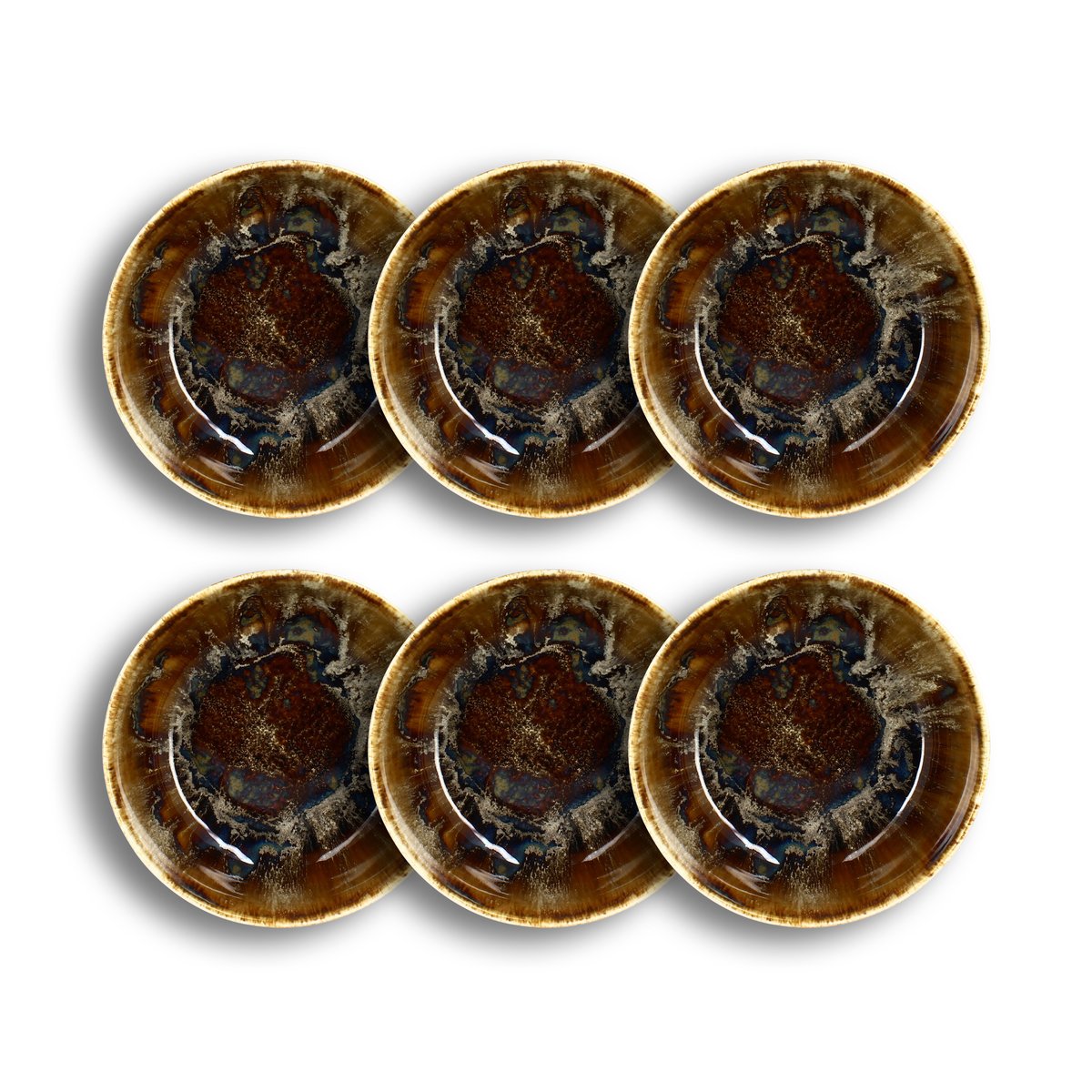 Lot de 6 bols en porcelaine 16cm, VOLCANO marron, NOVASTYL