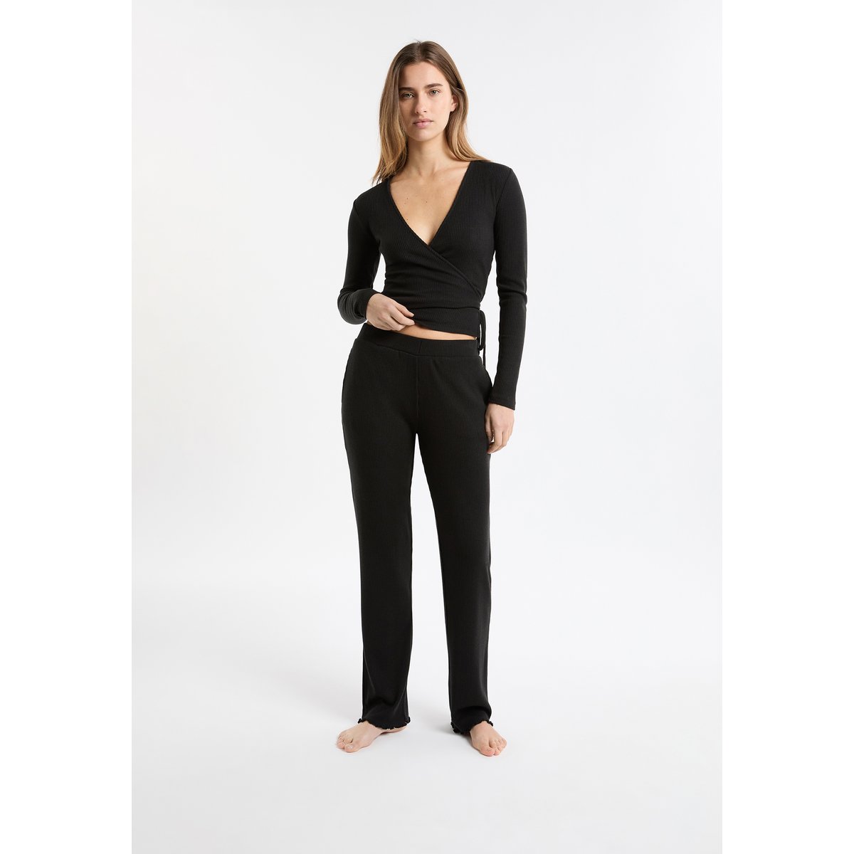 T-shirt de pyjama manches longues cache-coeur LIHAM noir, ETAM