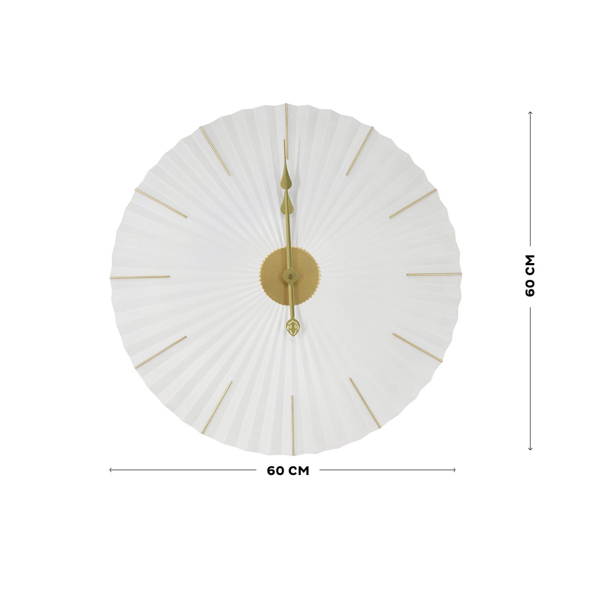 Horloge murale ronde en métal clair Origami blanc, doré, ART FOR THE HOME