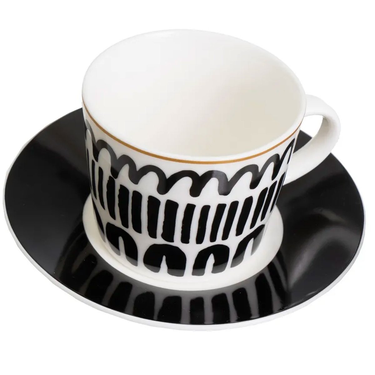 Set de 6 tasses en céramique noire et blanche 100ml blanc, WADIGA