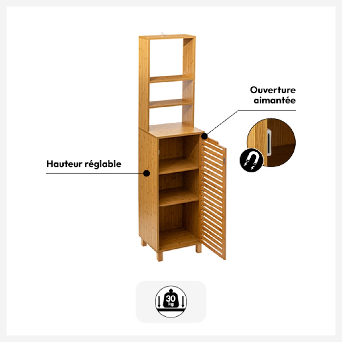 Meuble étagère 1 porte SICELA marron, 5FIVE SIMPLY SMART