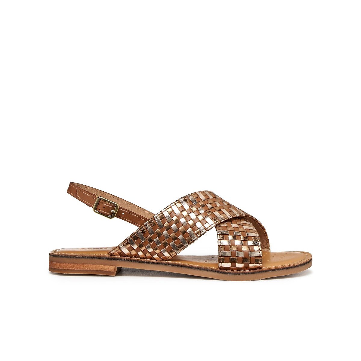 Sandales plates en cuir MADDALUSIA camel, GEOX