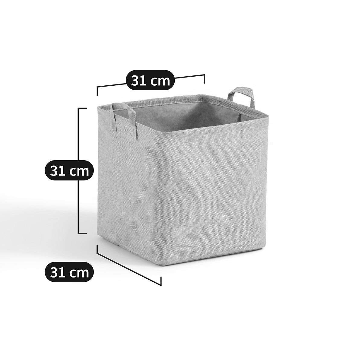 Panier cube, 100% polyester, Lihoa gris clair, LA REDOUTE INTERIEURS
