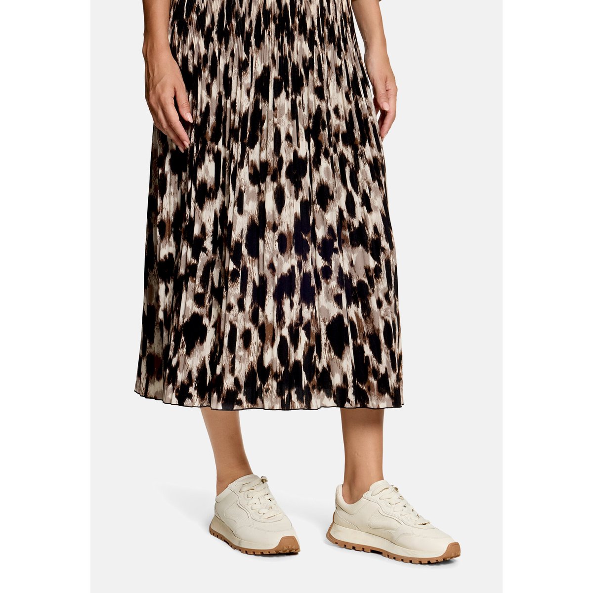 Jupe plissée à élastique beige/noir, BETTY BARCLAY