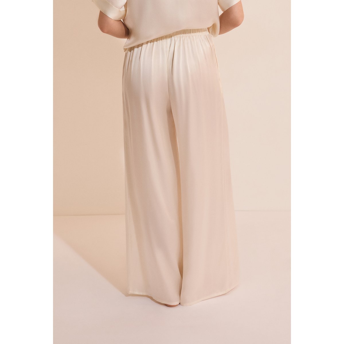 Pantalon de pyjama large en soie PEARLY perle, ETAM