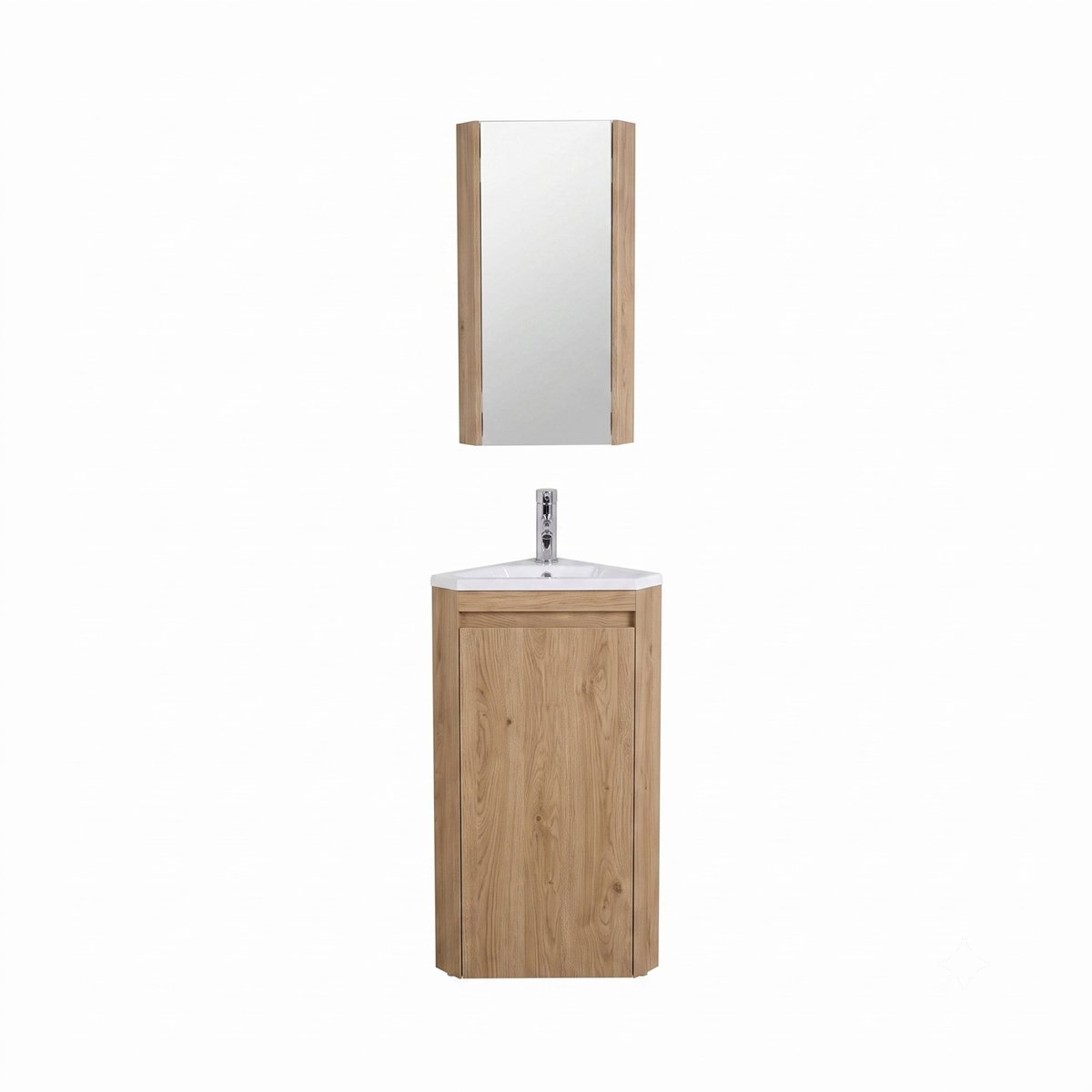 Ensemble lave-mains d'angle sur pieds avec robinet et armoire SORRENTO décor chêne, MOB IN