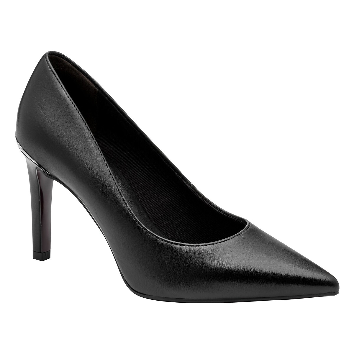 Escarpins pointus en cuir noir, TAMARIS
