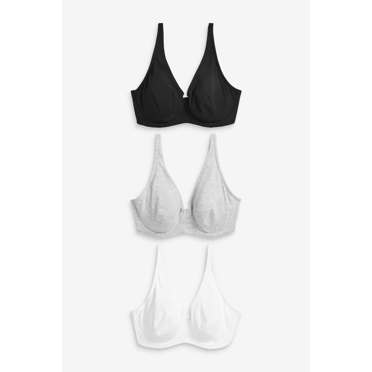 Soutien-gorge en coton mélangé, lot de 3 noir/gris chiné/blanc, NEXT