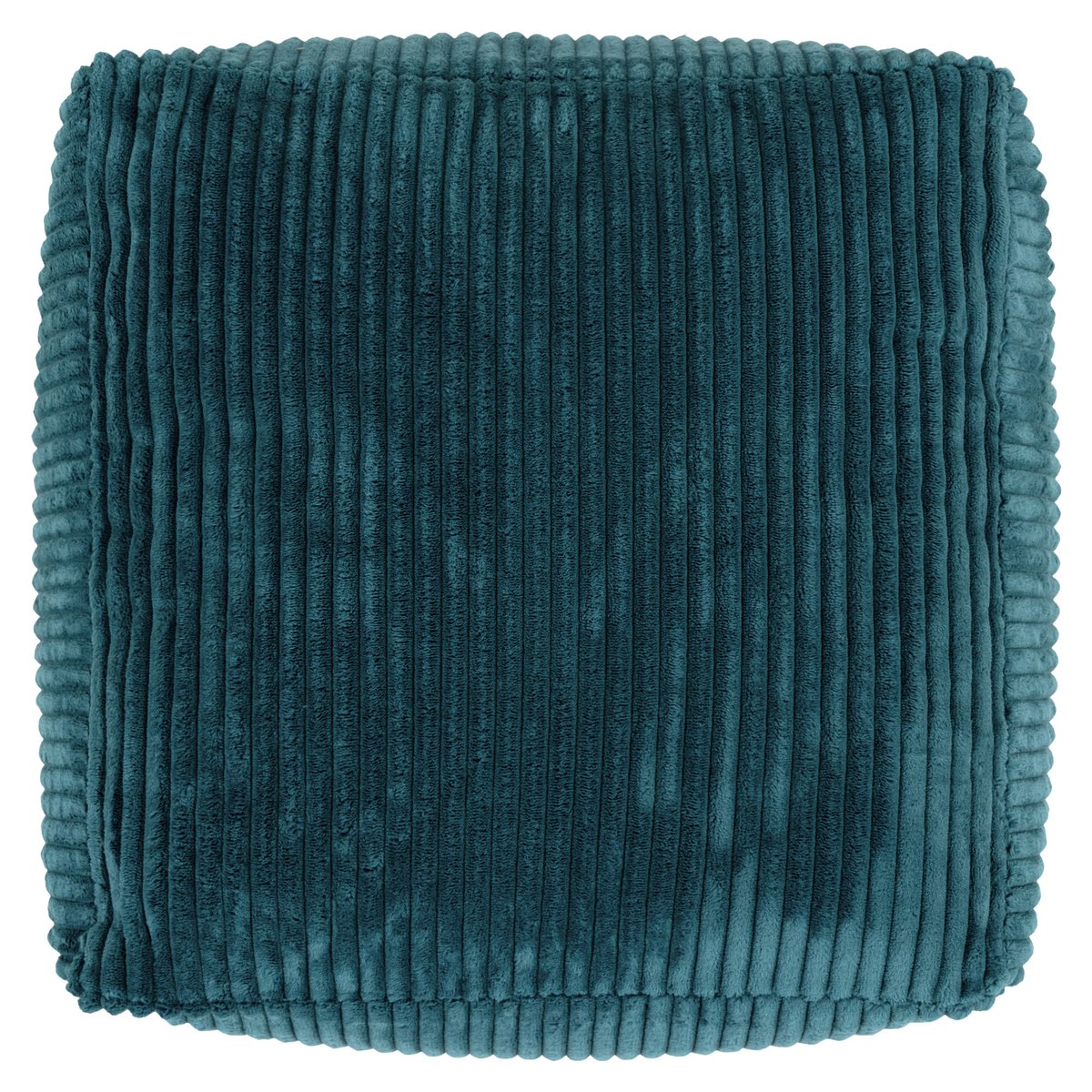 Pouf à dossier à dossier haut et son repose-pied velours côtelé Oeko-Tex® - DALTON bleu canard, ICON