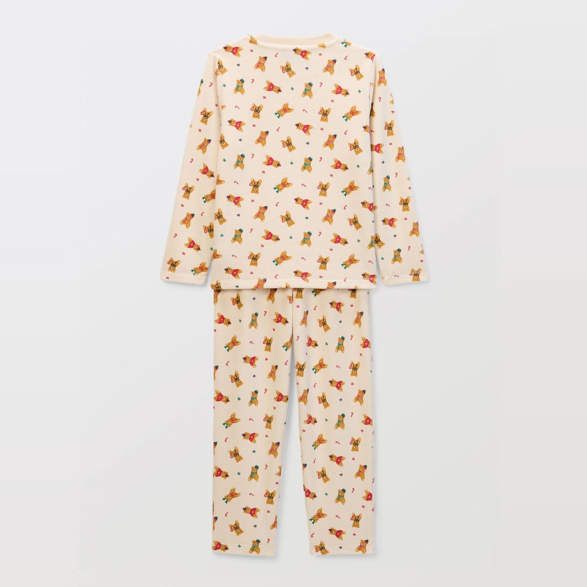 Pyjama manches longues imprimé en velours en coton BIO GOTS naturel, MONOPRIX