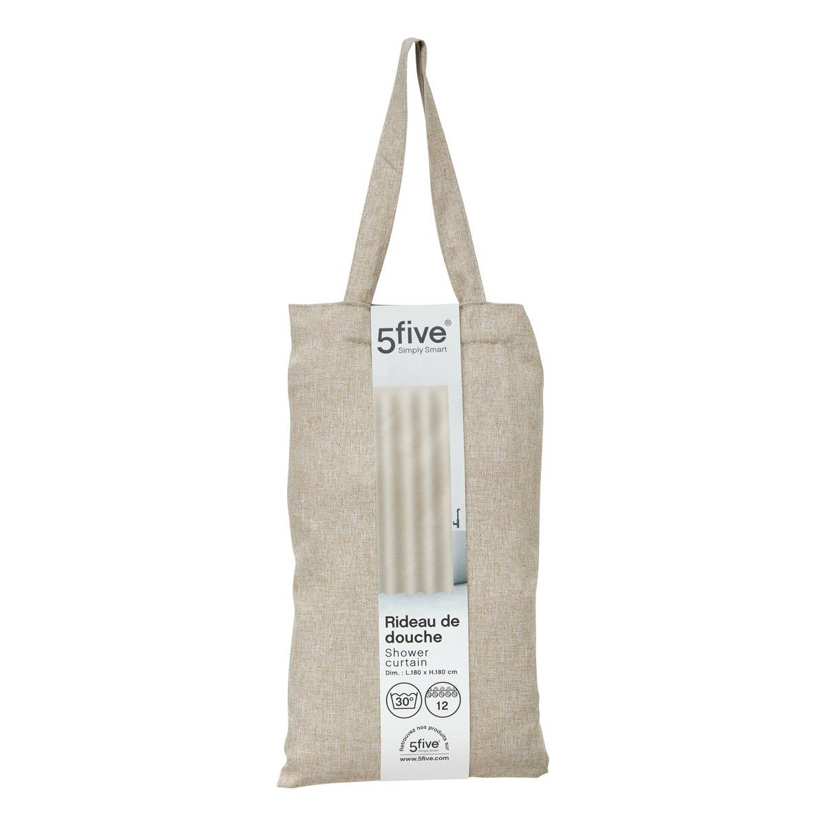 Rideau de douche beige, 5FIVE SIMPLY SMART