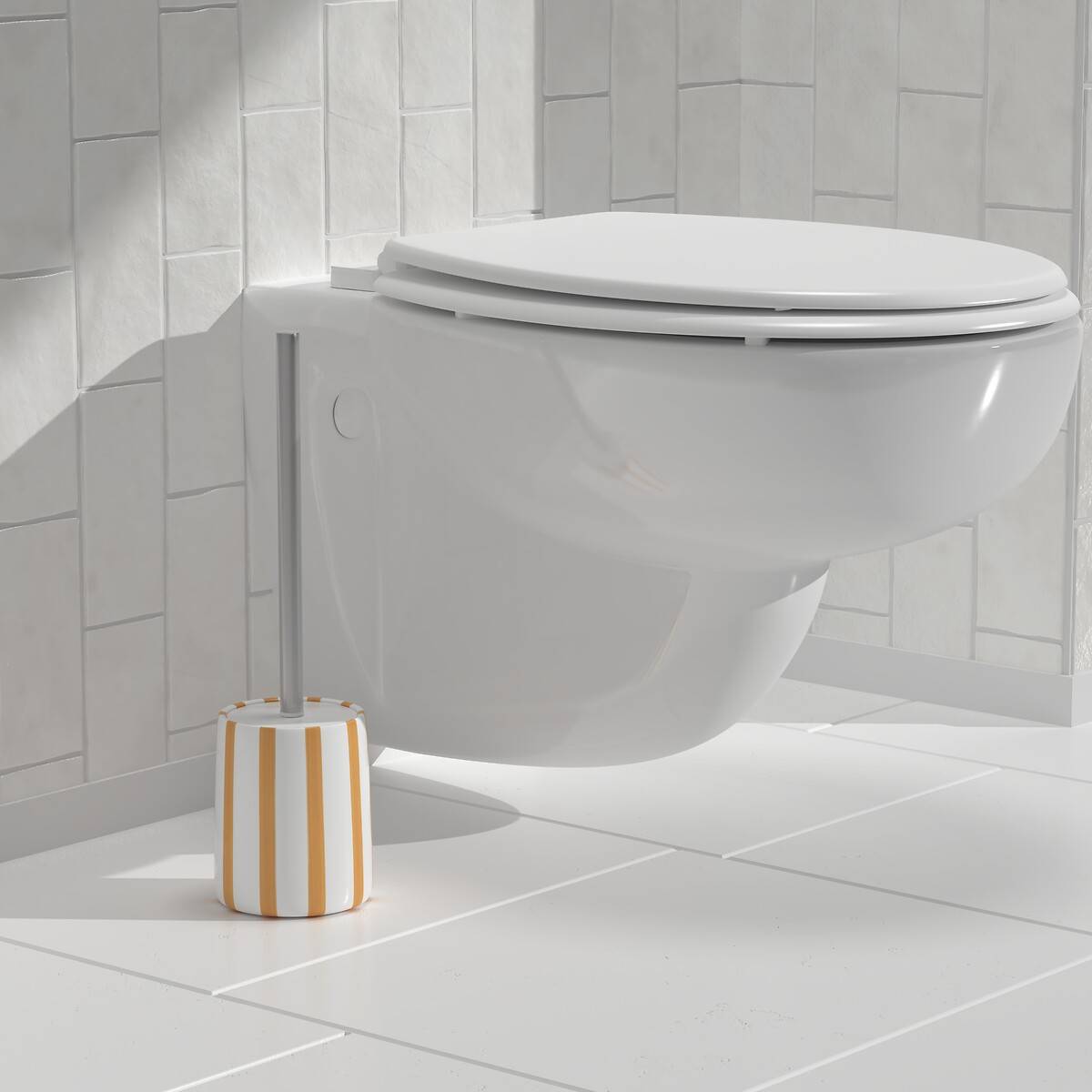 Brosse WC rayures STRIO jaune, 5FIVE SIMPLY SMART
