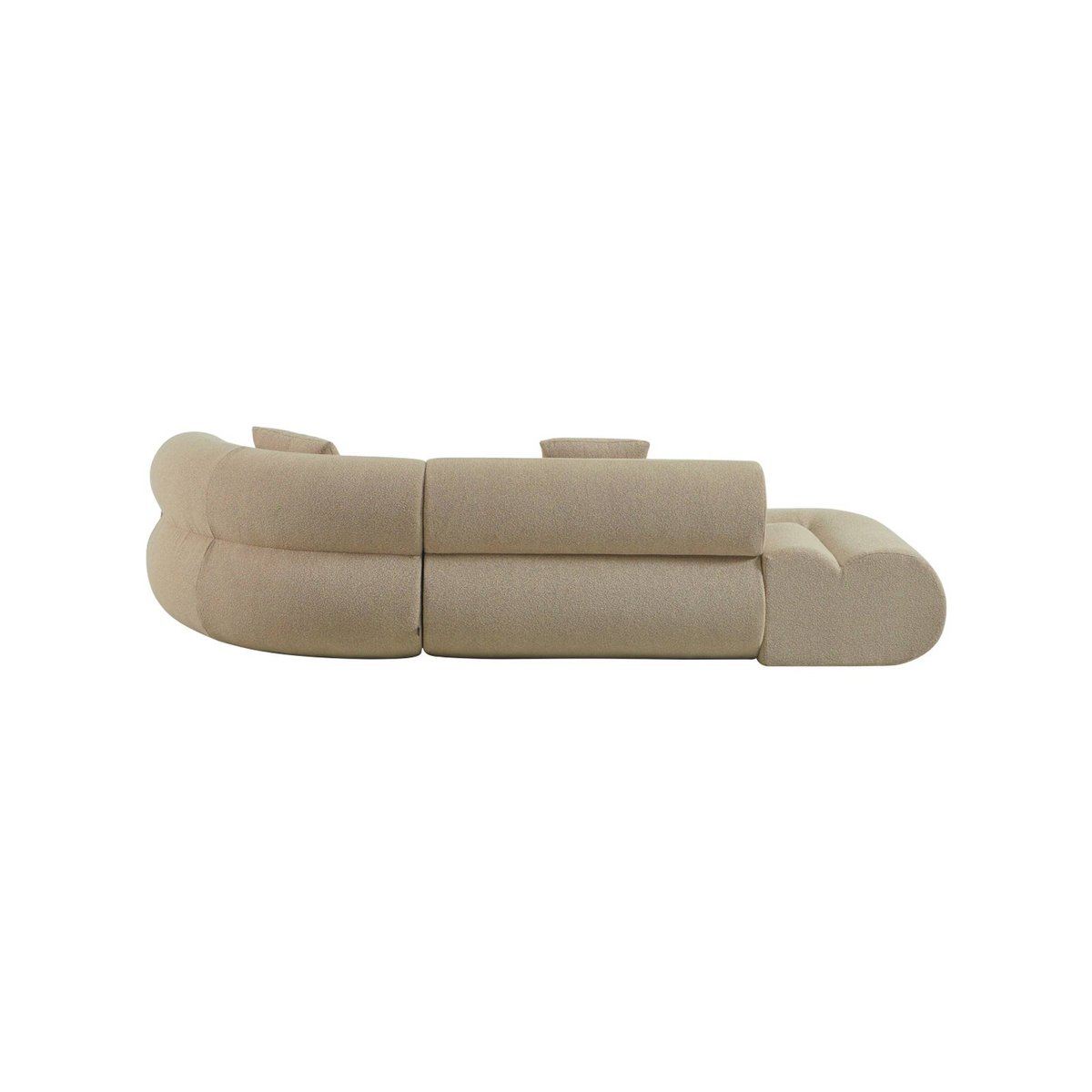 Canapé d'angle droit organique 3 places bouclette texturée ICONIK blanc, SWEEEK