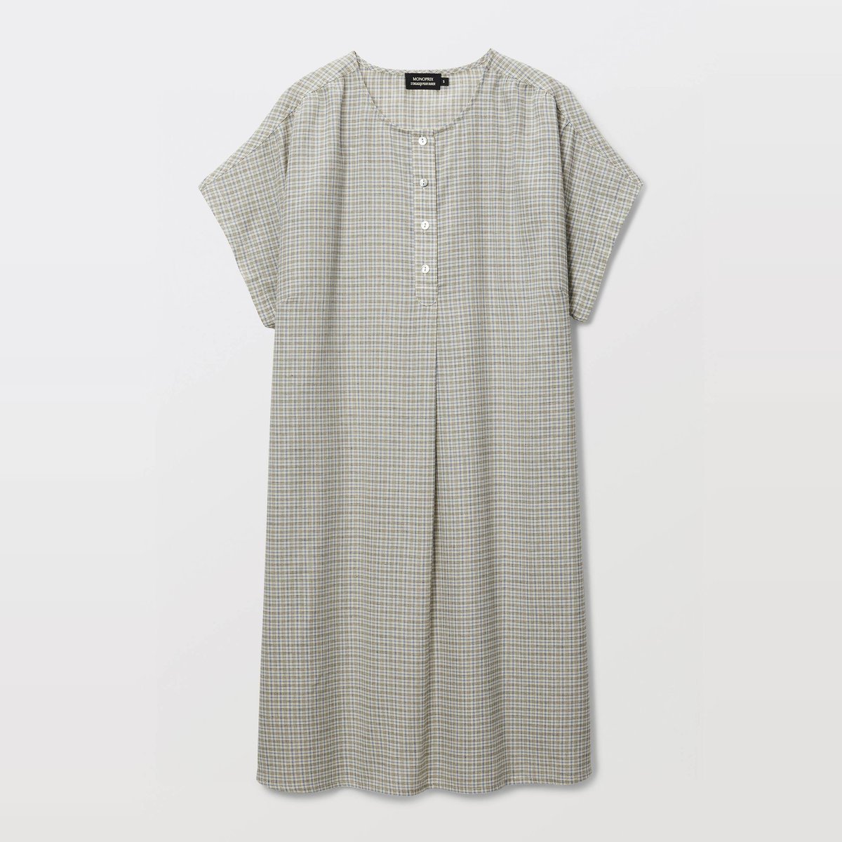 Chemise de nuit à carreaux en coton bel air, MONOPRIX